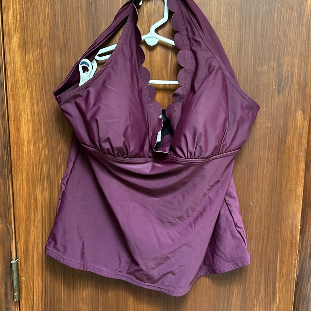 Scalloped halter bikini top- full coverage